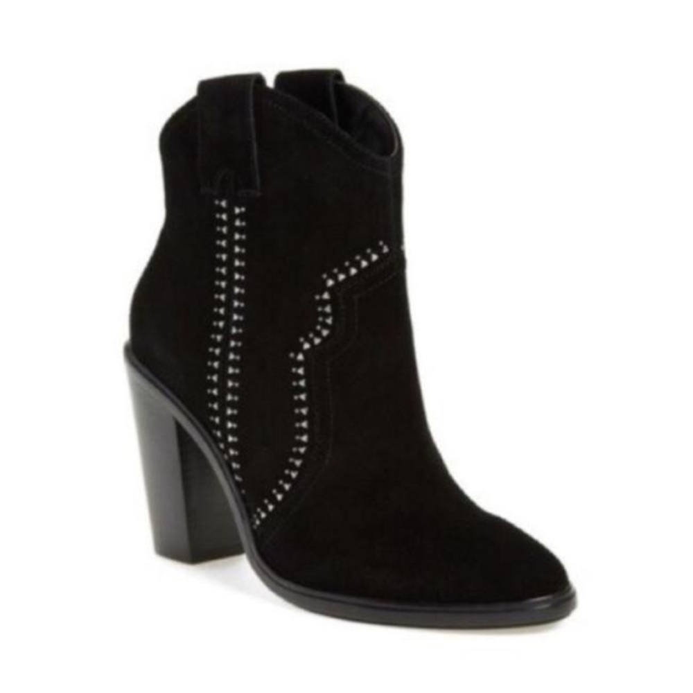 Joie Monte Studded  Black Suede Western Booties.